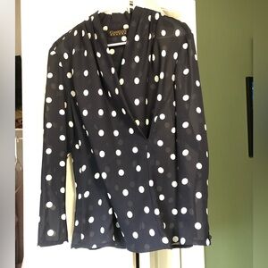 Women’s long sleeve blouse navy polka dots size 6